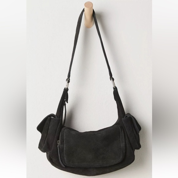 NEW NWT Free People Siren genuine leather suede black Bag - Picture 6 of 10